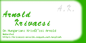 arnold krivacsi business card